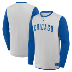 Chicago Cubs Fanatics Clubhouse Long Sleeve Henley Shirt - Gray/Royal