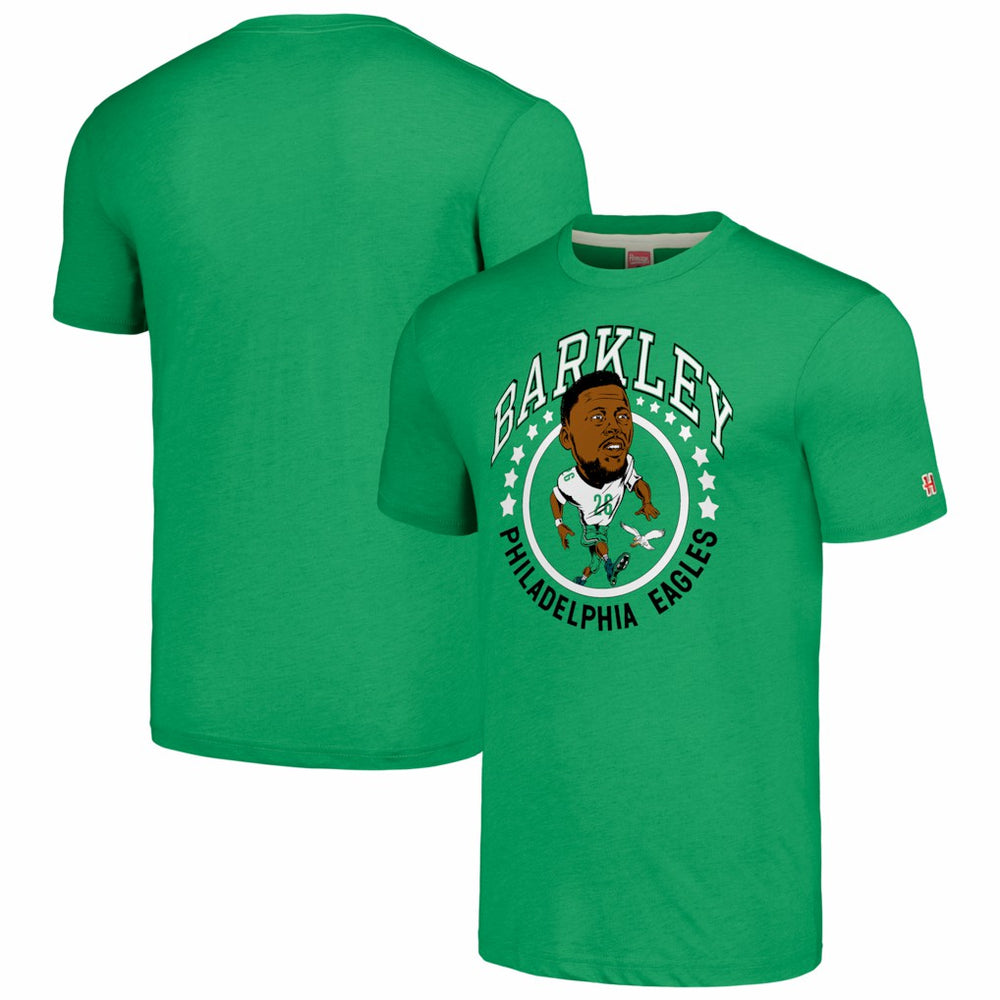 Saquon Barkley Philadelphia Eagles Homage Unisex Caricature Player Tri-Blend T-Shirt Kelly Green