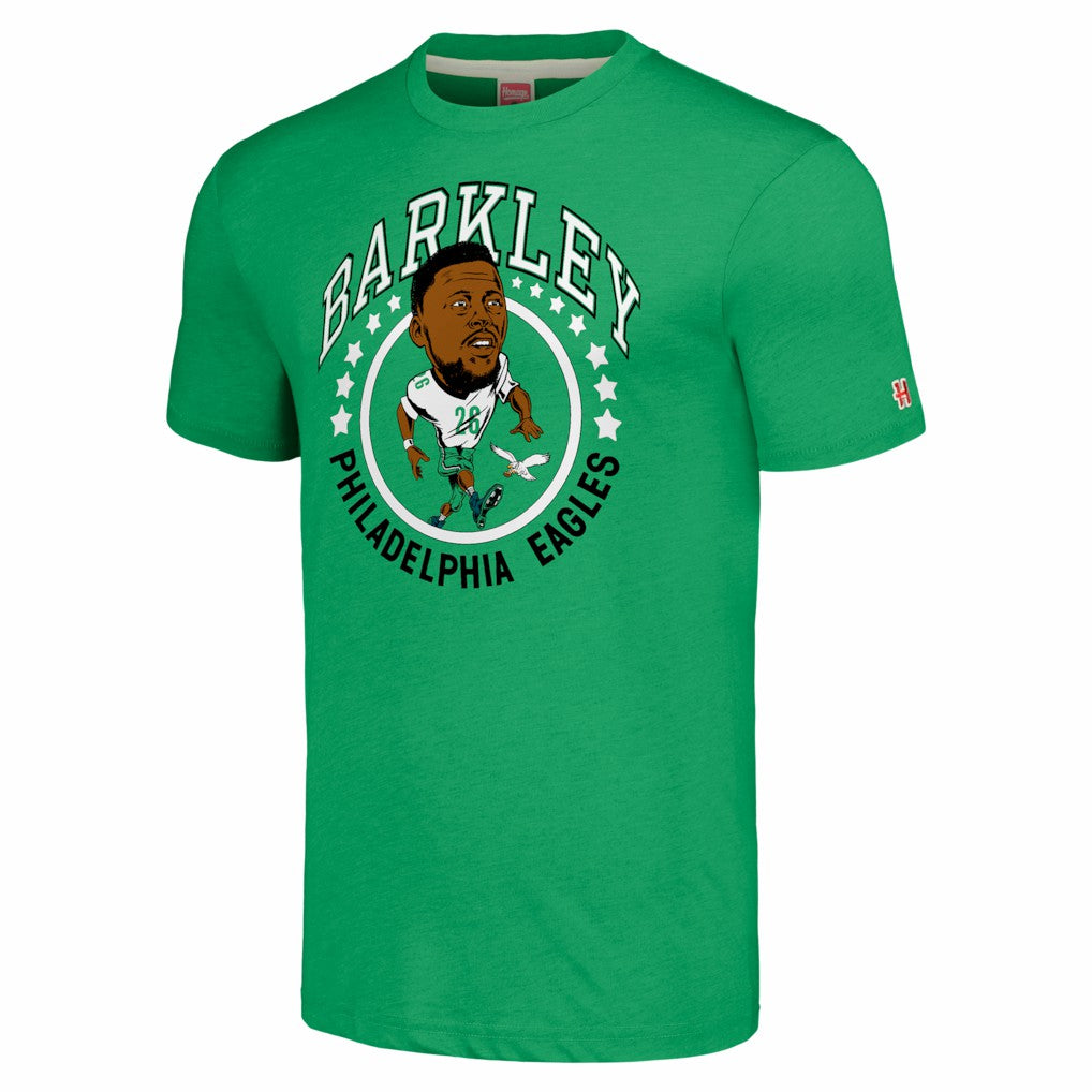 Saquon Barkley Philadelphia Eagles Homage Unisex Caricature Player Tri-Blend T-Shirt Kelly Green