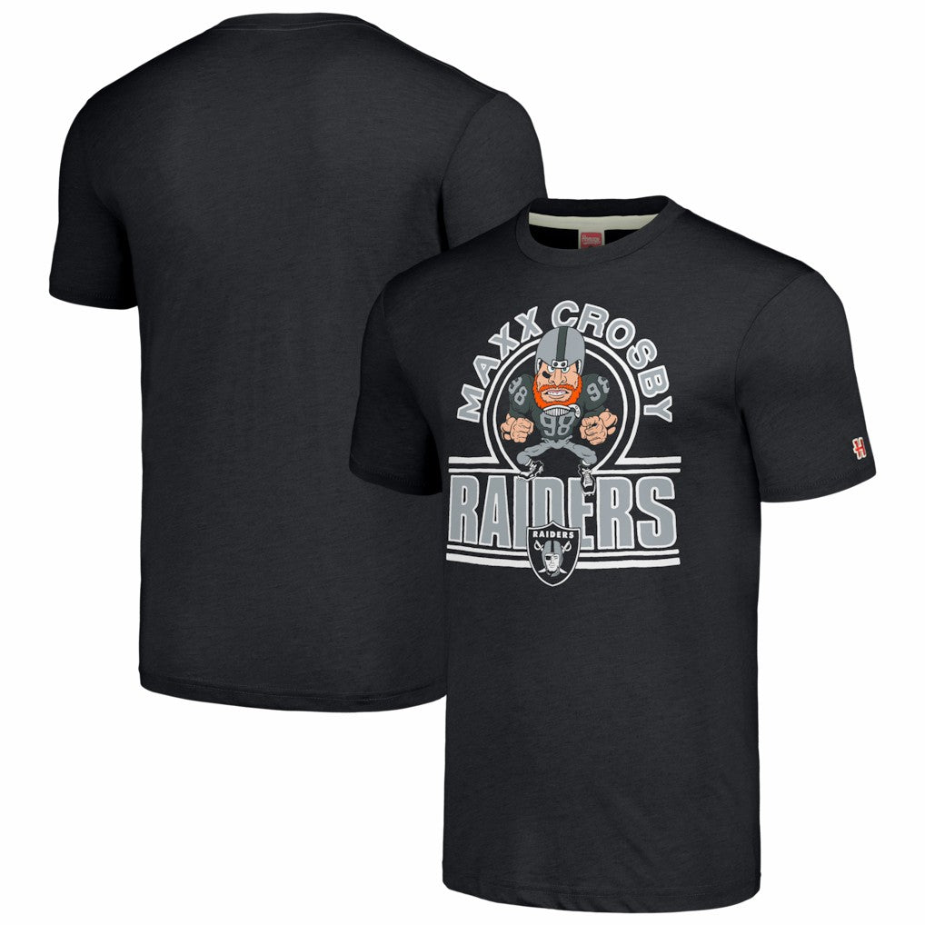 Maxx Crosby Las Vegas Raiders Homage Unisex Caricature Player Tri-Blend T-Shirt Charcoal