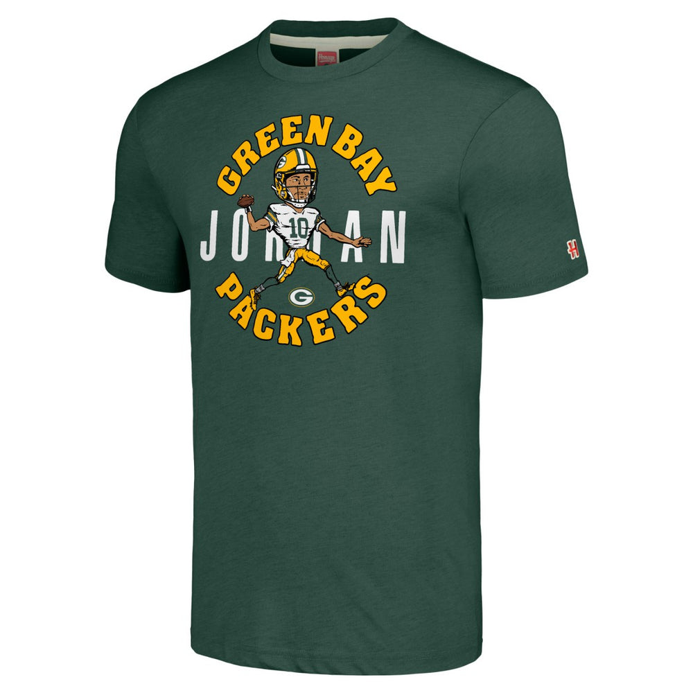 Jordan Love Green Bay Packers Homage Unisex Caricature Player Tri-Blend T-Shirt Green