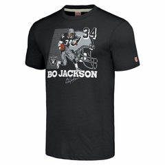 Bo Jackson Las Vegas Raiders Homage Unisex Caricature Retired Player Tri-Blend T-Shirt Charcoal