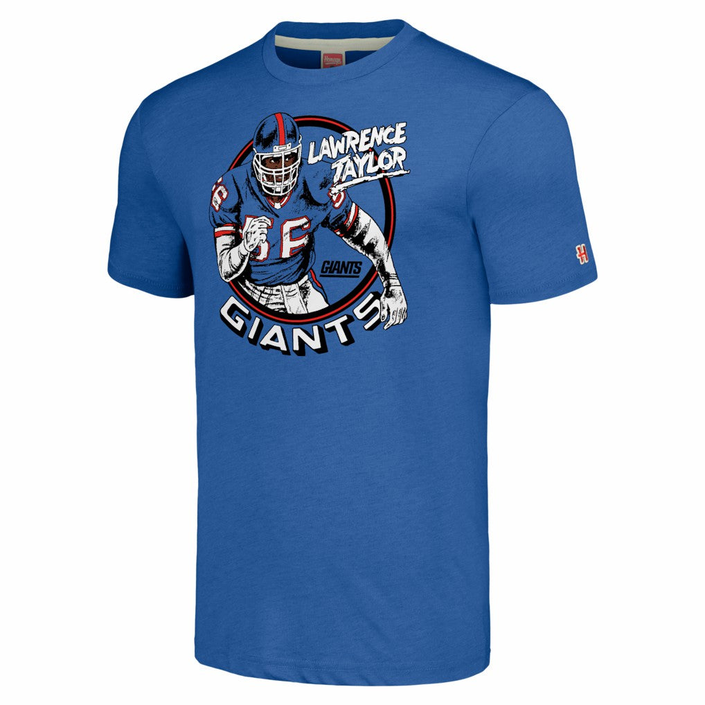 Lawrence Taylor New York Giants Homage Unisex Caricature Retired Player Tri-Blend T-Shirt Royal