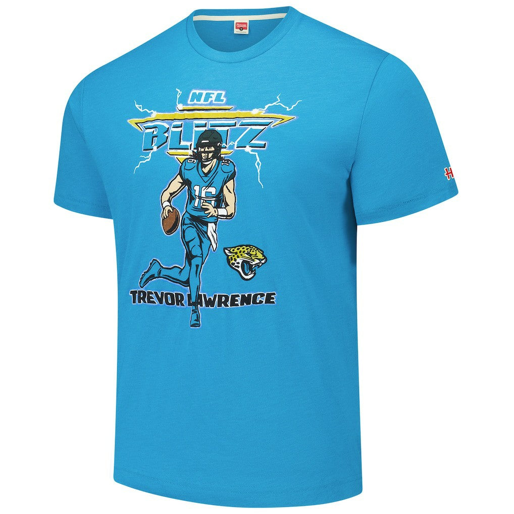Trevor Lawrence Jacksonville Jaguars Homage Unisex NFL Blitz Player Tri-Blend T-Shirt Teal