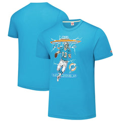 Dan Marino Miami Dolphins Homage Unisex NFL Blitz Retired Player Tri-Blend T-Shirt Heathered Aqua