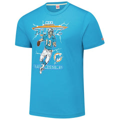 Dan Marino Miami Dolphins Homage Unisex NFL Blitz Retired Player Tri-Blend T-Shirt Heathered Aqua