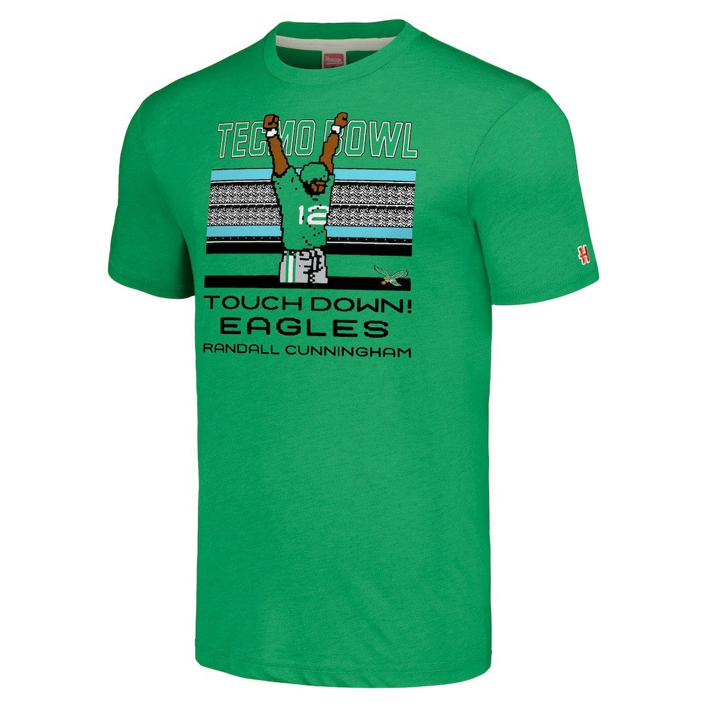 Randall Cunningham Philadelphia Eagles Homage Unisex Tecmo Bowl Retired Player Graphic Tri-Blend T-Shirt Kelly Green