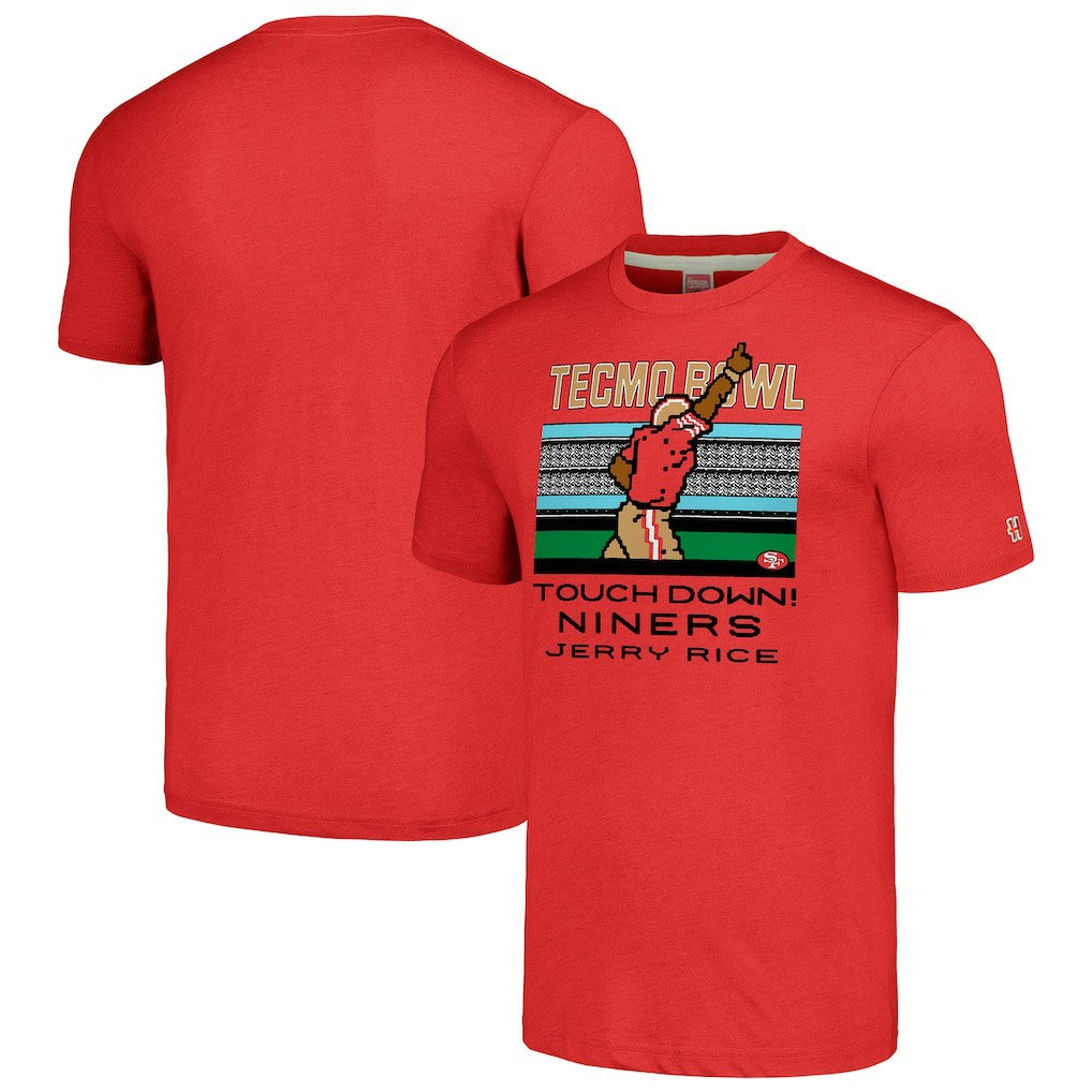 Jerry Rice San Francisco 49ers Homage Unisex Tecmo Bowl Retired Player Graphic Tri-Blend T-Shirt Scarlet
