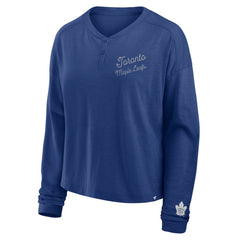 NHL Toronto Maple Leafs Fanatics Women's Oversized All Out Effort Long Sleeve Henley T-Shirt - Blue