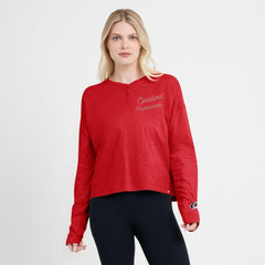 NHL Carolina Hurricanes Fanatics Women's Oversized All Out Effort Long Sleeve Henley T-Shirt - Red