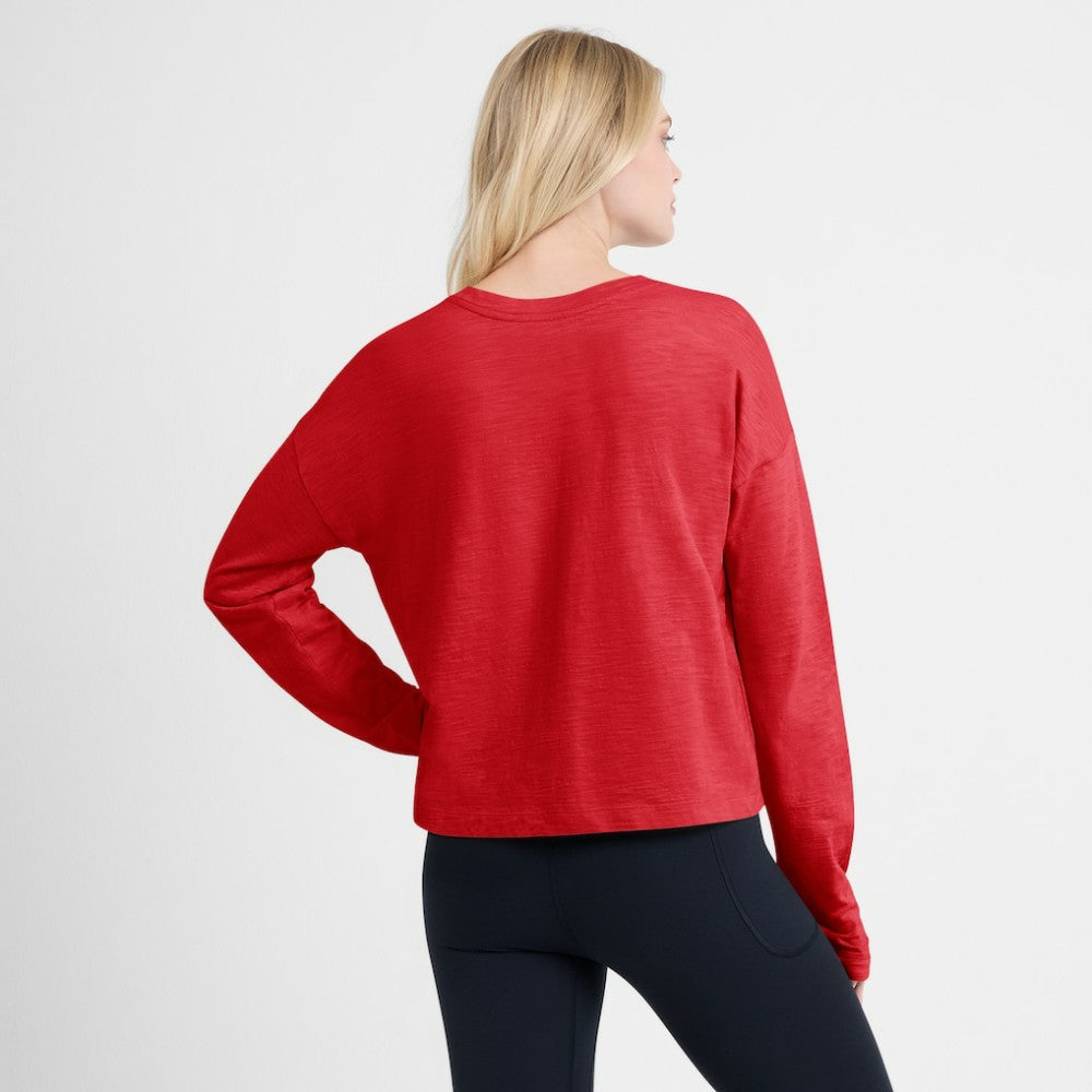 NHL Carolina Hurricanes Fanatics Women's Oversized All Out Effort Long Sleeve Henley T-Shirt - Red