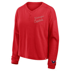 NHL Washington Capitals Fanatics Women's Oversized All Out Effort Long Sleeve Henley T-Shirt - Red