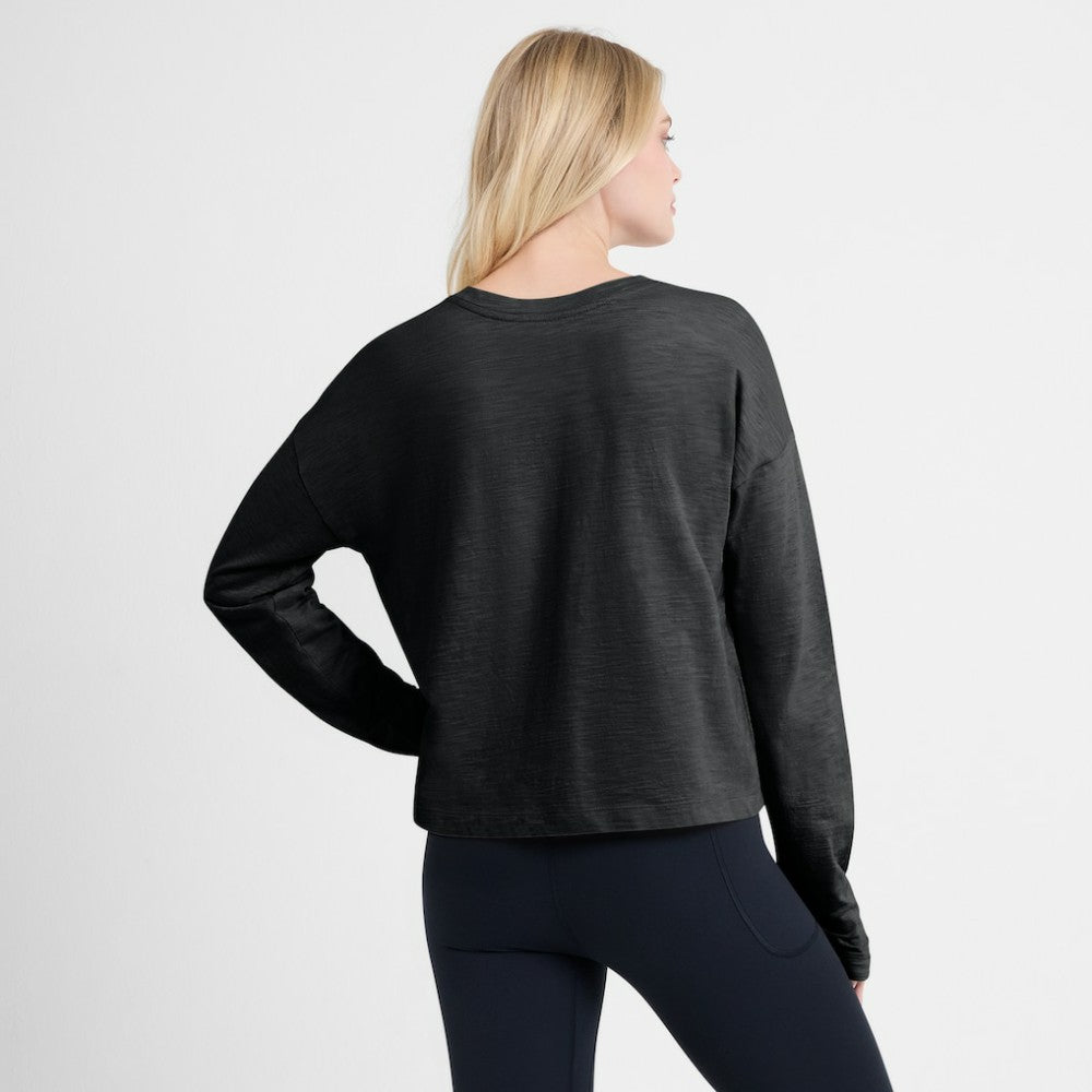NHL Pittsburgh Penguins Fanatics Women's Oversized All Out Effort Long Sleeve Henley T-Shirt - Black