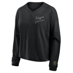 NHL Vegas Golden Knights Fanatics Women's Oversized All Out Effort Long Sleeve Henley T-Shirt - Black