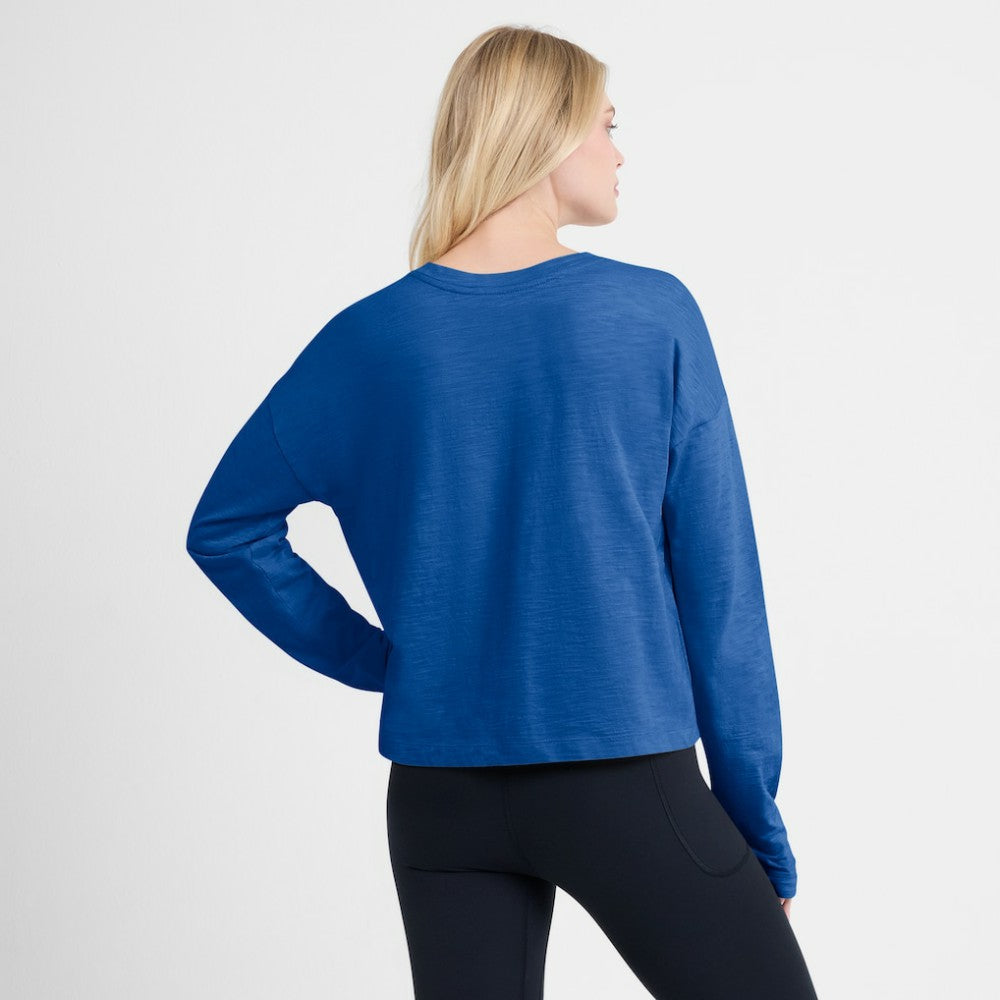 NHL St. Louis Blues Fanatics Women's Oversized All Out Effort Long Sleeve Henley T-Shirt - Blue