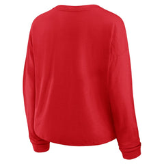 NHL New Jersey Devils Fanatics Women's Oversized All Out Effort Long Sleeve Henley T-Shirt - Red