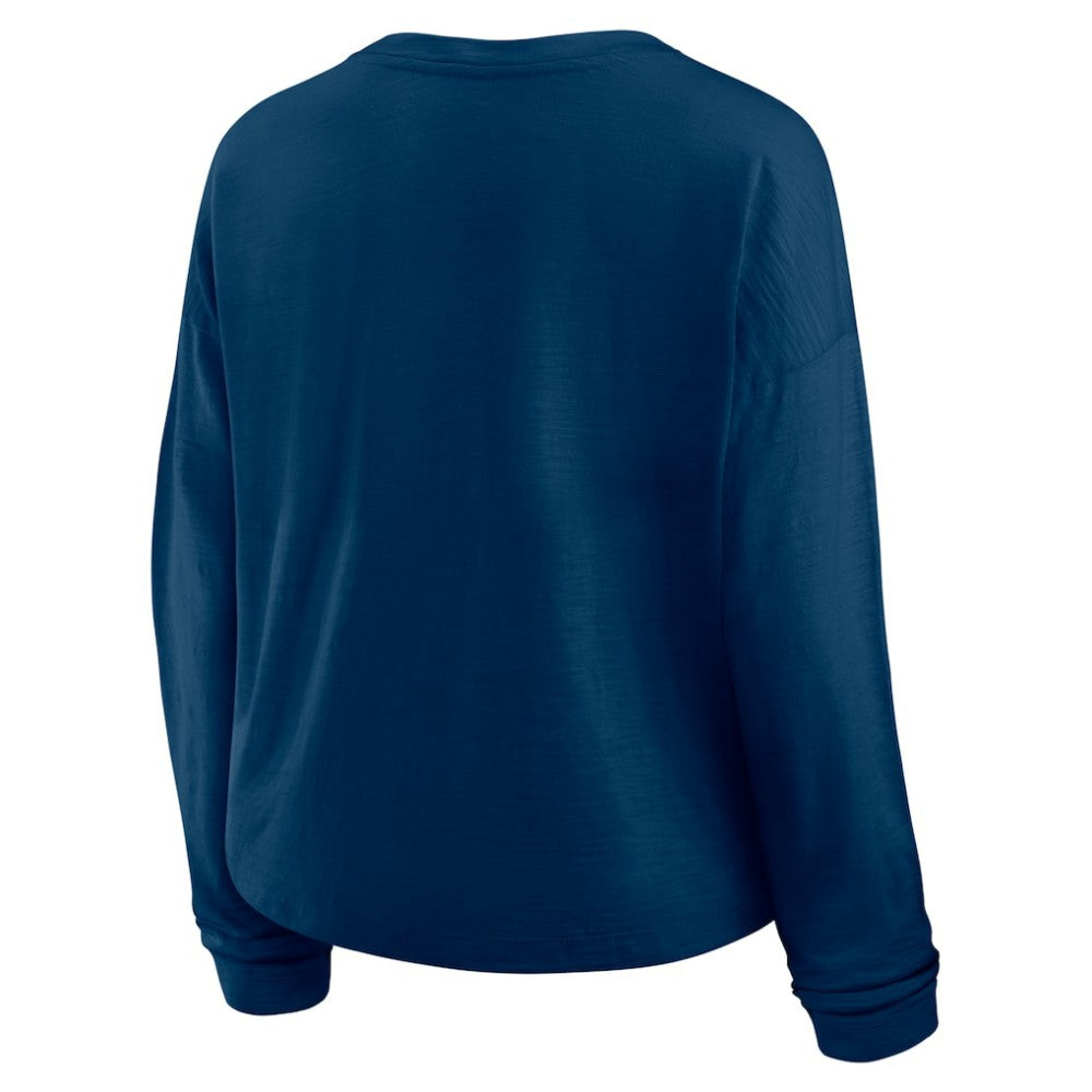 NHL Seattle Kraken Fanatics Women's Oversized All Out Effort Long Sleeve Henley T-Shirt - Deep Sea Blue