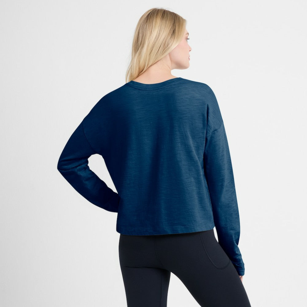 NHL Seattle Kraken Fanatics Women's Oversized All Out Effort Long Sleeve Henley T-Shirt - Deep Sea Blue