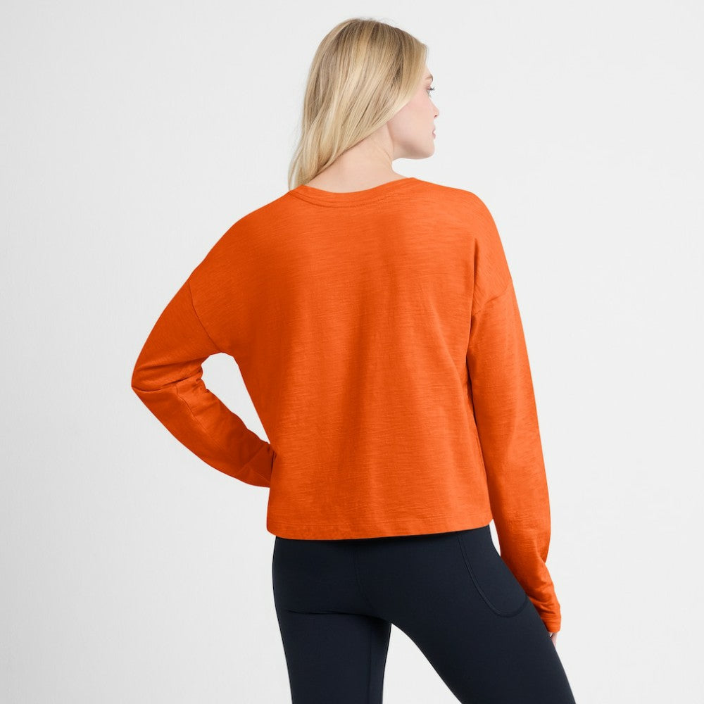 NHL Philadelphia Flyers Fanatics Women's Oversized All Out Effort Long Sleeve Henley T-Shirt - Orange