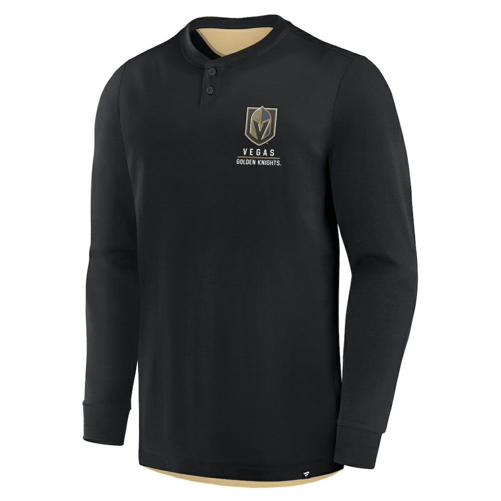 NHL Vegas Golden Knights Fanatics Adrenaline Push Long Sleeve Henley Shirt - Black