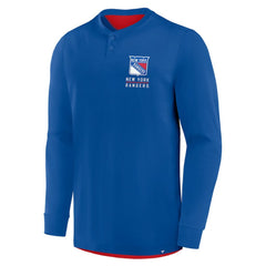 NHL New York Rangers Fanatics Adrenaline Push Long Sleeve Henley Shirt - Blue