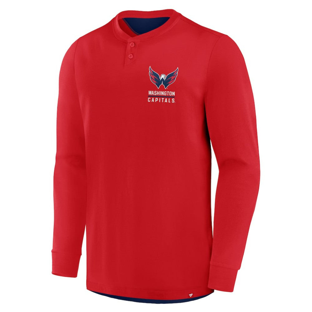 NHL Washington Capitals Fanatics Adrenaline Push Long Sleeve Henley Shirt - Red