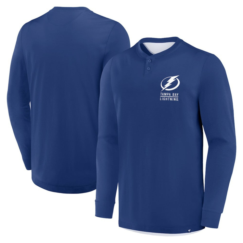 NHL Tampa Bay Lightning Fanatics Adrenaline Push Long Sleeve Henley Shirt - Blue