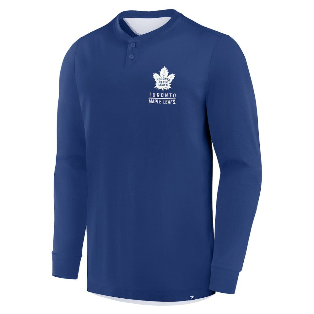 NHL Toronto Maple Leafs Fanatics Adrenaline Push Long Sleeve Henley Shirt - Blue
