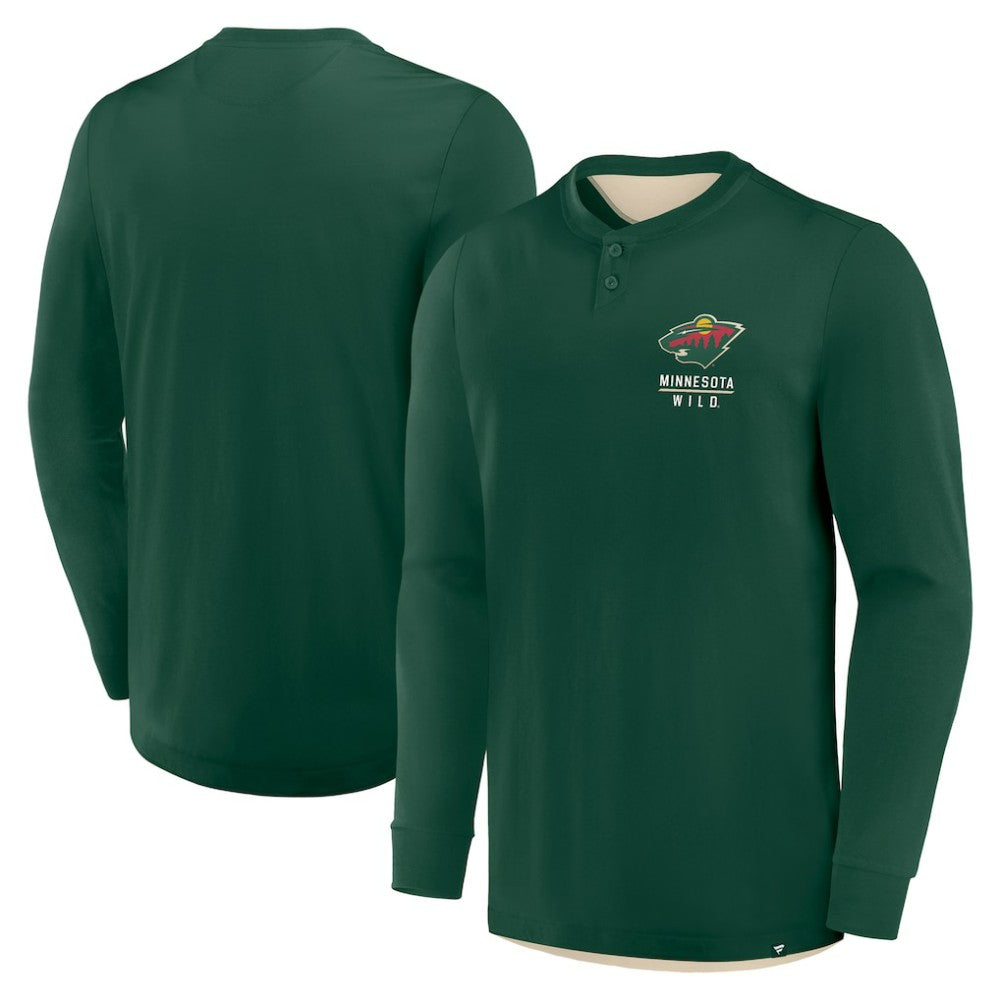 NHL Minnesota Wild Fanatics Adrenaline Push Long Sleeve Henley Shirt - Green