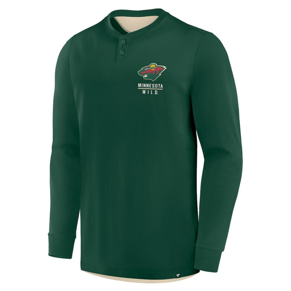 NHL Minnesota Wild Fanatics Adrenaline Push Long Sleeve Henley Shirt - Green