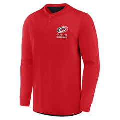 NHL Carolina Hurricanes Fanatics Adrenaline Push Long Sleeve Henley Shirt - Red