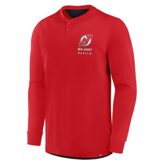 NHL New Jersey Devils Fanatics Adrenaline Push Long Sleeve Henley Shirt - Red