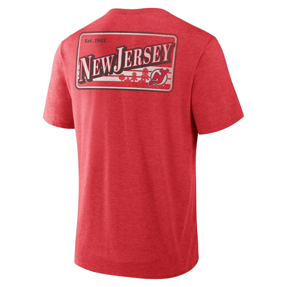 NHL New Jersey Devils Fanatics Fan Lanes Tri-Blend T-Shirt - Heather Red