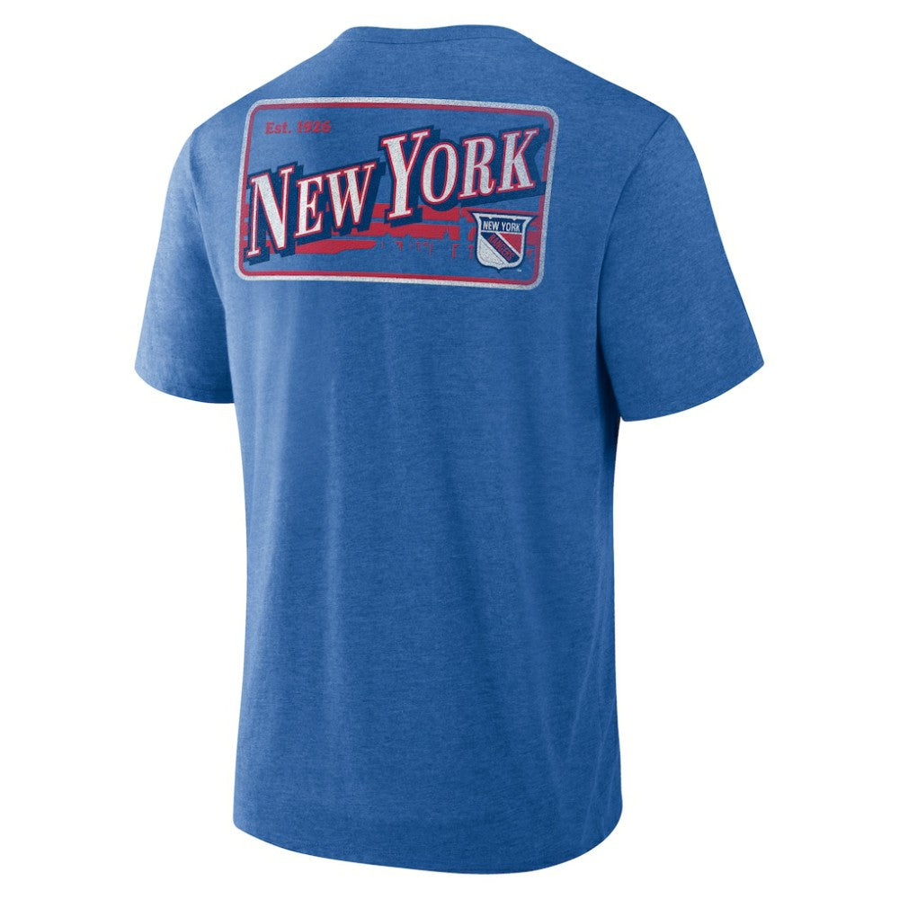 NHL New York Rangers Fanatics Fan Lanes Tri-Blend T-Shirt - Heather Blue