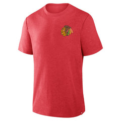 NHL Chicago Blackhawks Fanatics Fan Lanes Tri-Blend T-Shirt - Heather Red