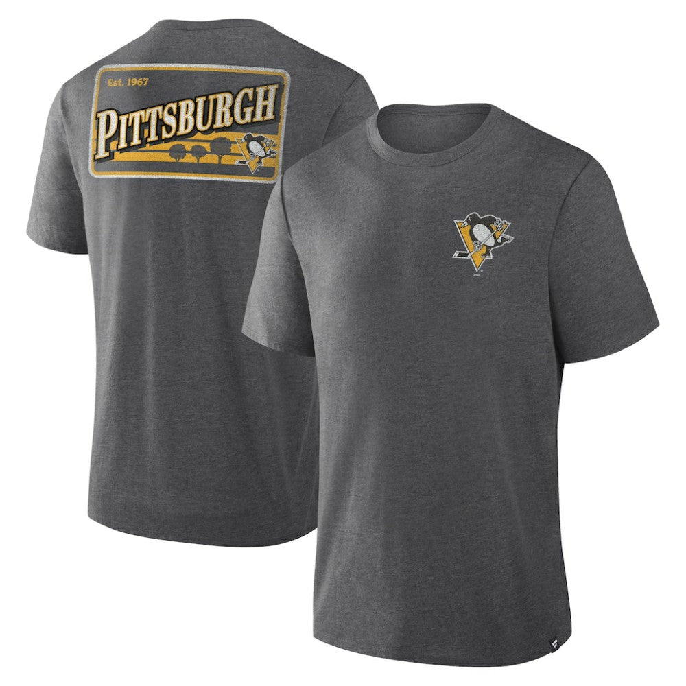 NHL Pittsburgh Penguins Fanatics Fan Lanes Tri-Blend T-Shirt - Heather Charcoal