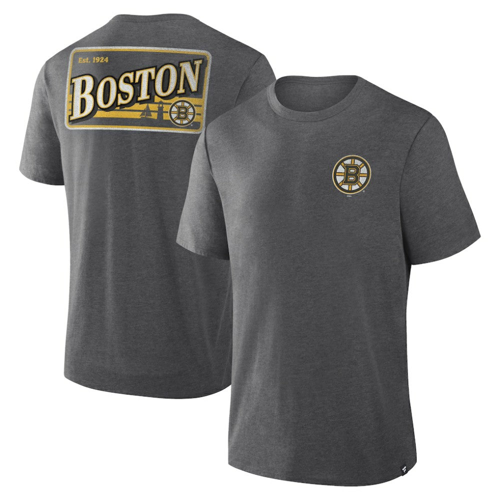 NHL Boston Bruins Fanatics Fan Lanes Tri-Blend T-Shirt - Heather Charcoal