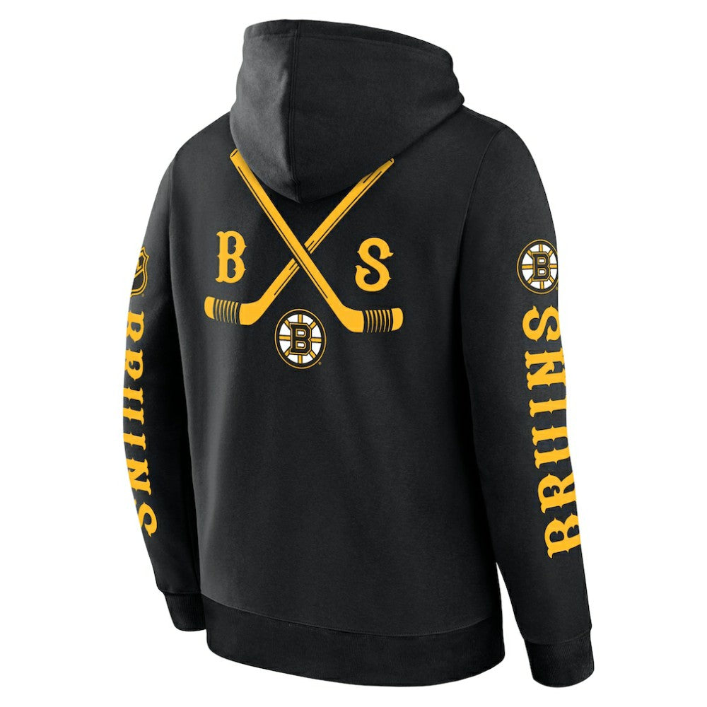 NHL Boston Bruins Fanatics Big City Legacy Fleece Pullover Hoodie - Black