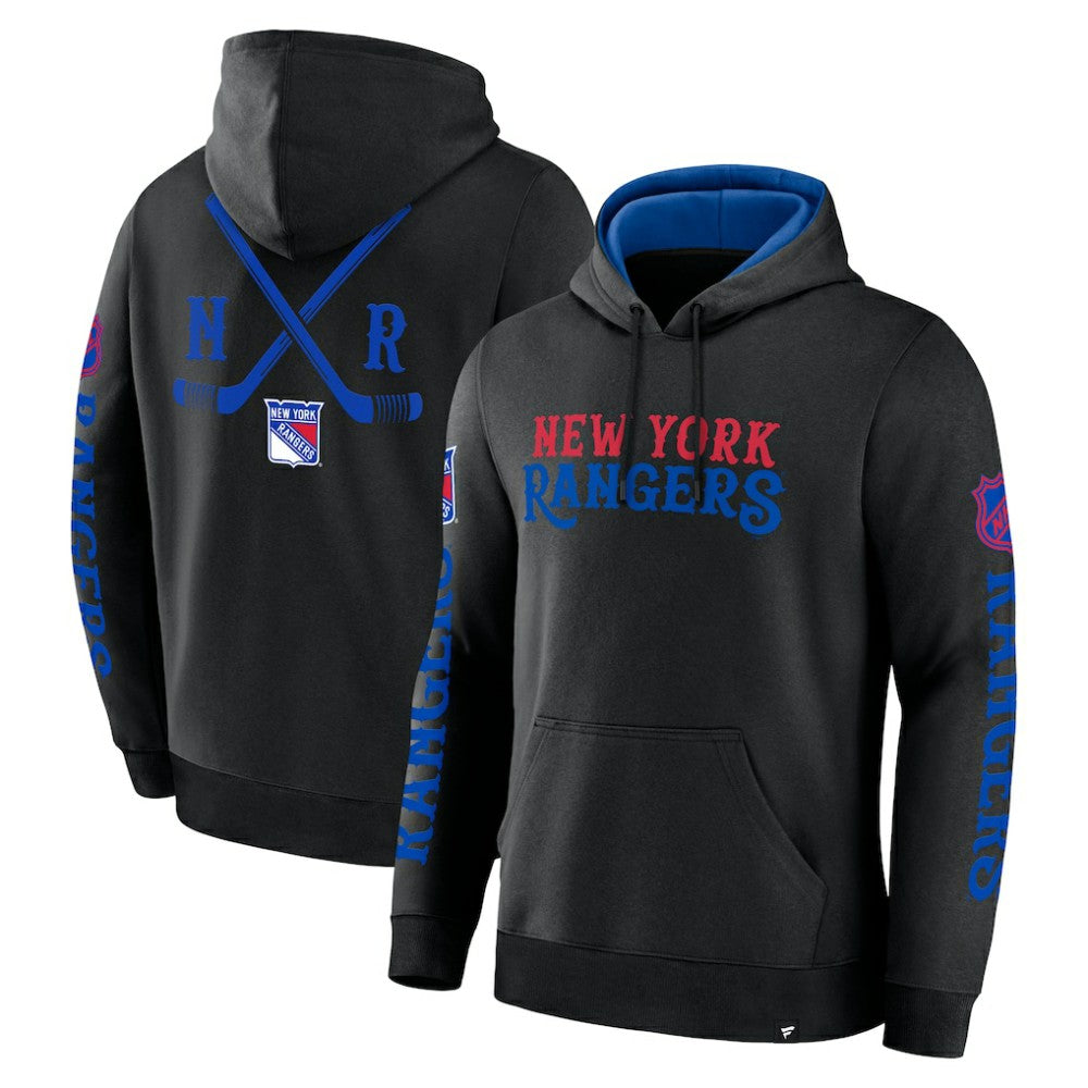 NHL New York Rangers Fanatics Big City Legacy Fleece Pullover Hoodie - Black