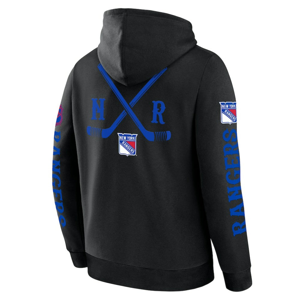 NHL New York Rangers Fanatics Big City Legacy Fleece Pullover Hoodie - Black
