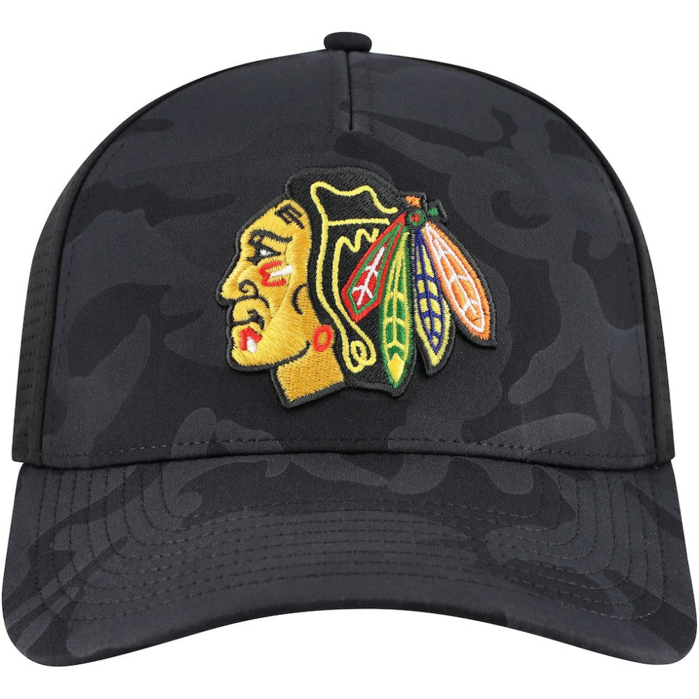 NHL Chicago Blackhawks American Needle Valin Camo Super Tech Vented Adjustable Hat - Black