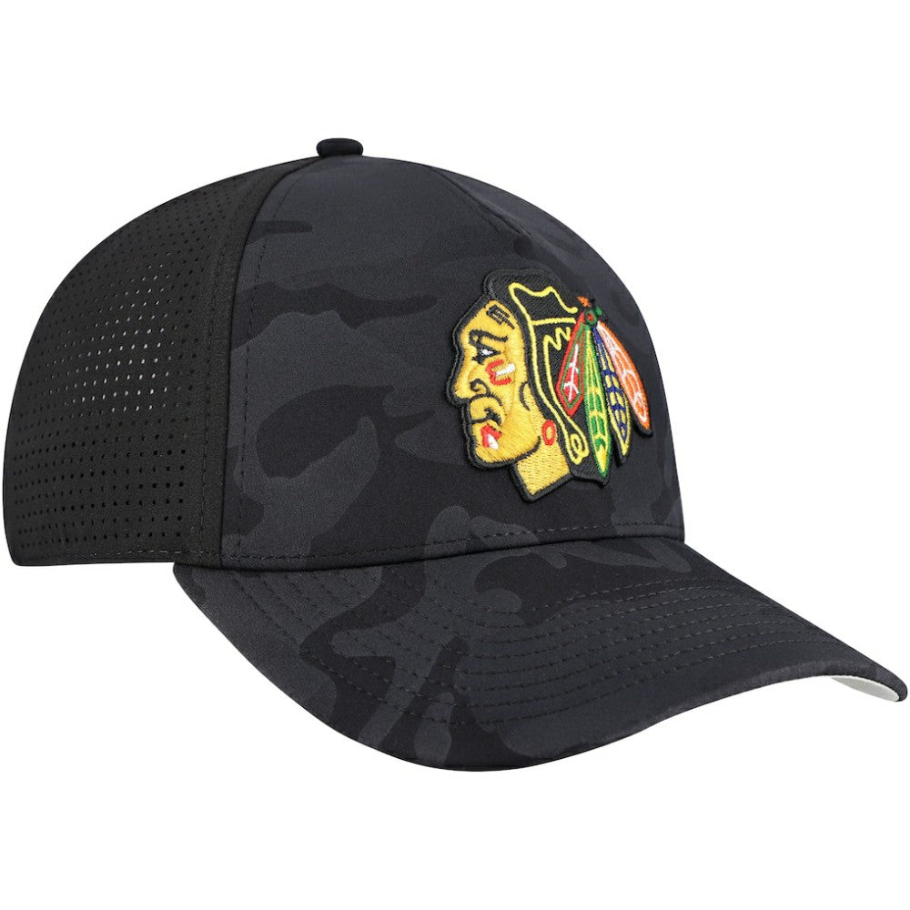 NHL Chicago Blackhawks American Needle Valin Camo Super Tech Vented Adjustable Hat - Black