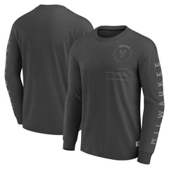 Milwaukee Bucks Elements Future Ground Tonal Info Long Sleeve T-Shirt Gray
