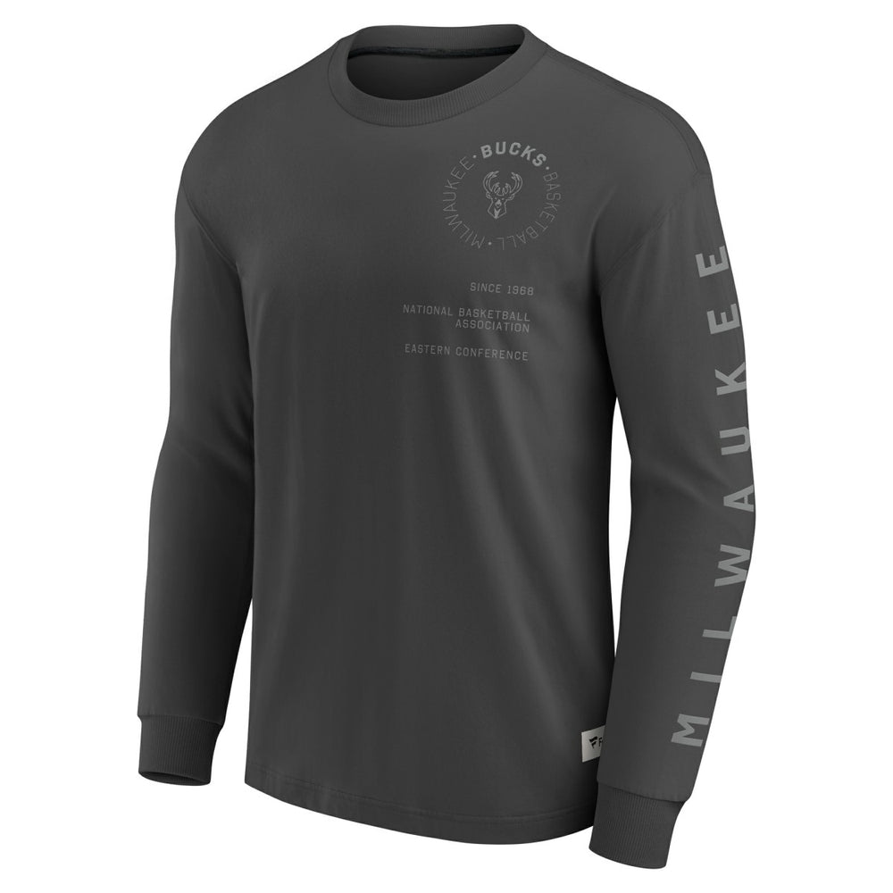 Milwaukee Bucks Elements Future Ground Tonal Info Long Sleeve T-Shirt Gray