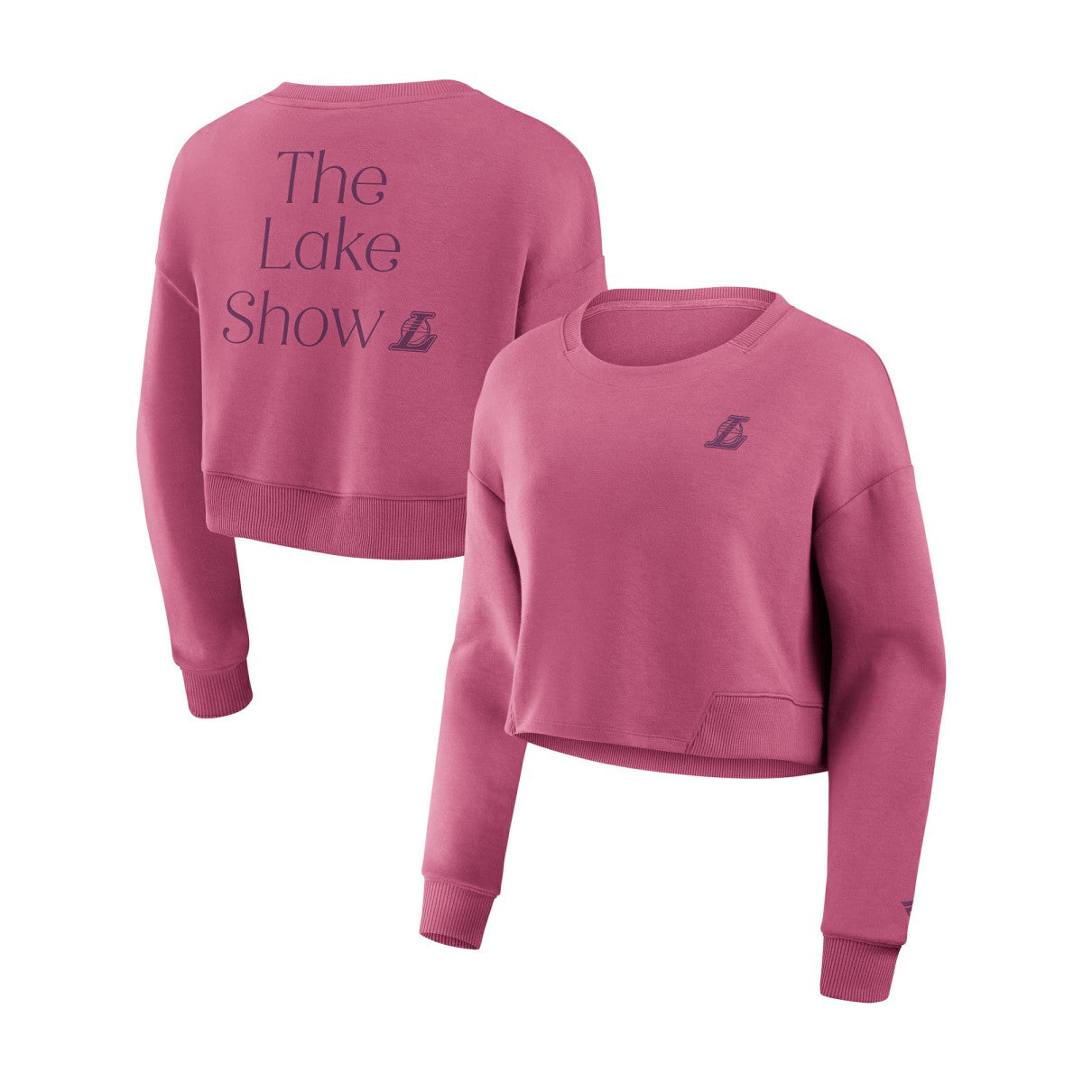 Los Angeles Lakers Women's Studio Tri-Blend Cropped Pullover Sweatshirt Pink