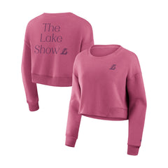 Los Angeles Lakers Women's Studio Tri-Blend Cropped Pullover Sweatshirt Pink
