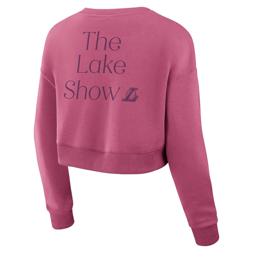 Los Angeles Lakers Women's Studio Tri-Blend Cropped Pullover Sweatshirt Pink