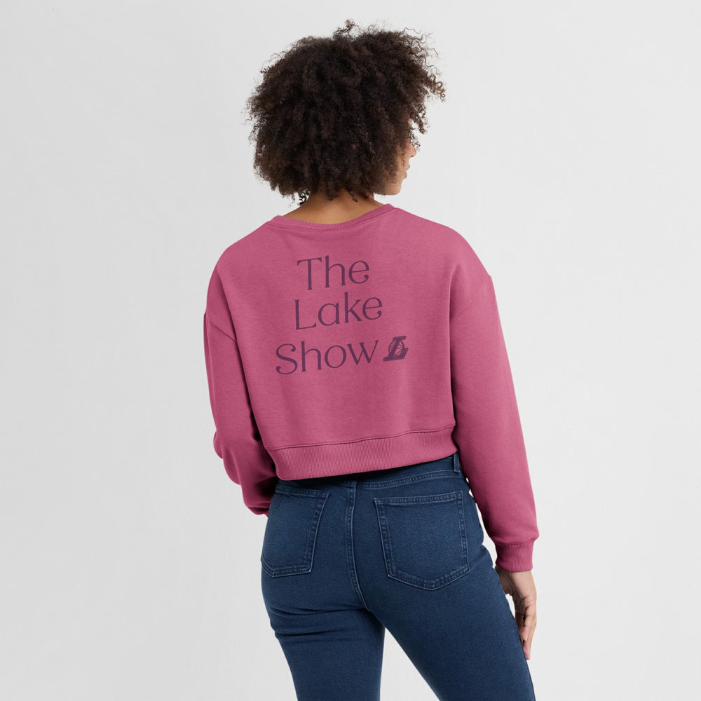 Los Angeles Lakers Women's Studio Tri-Blend Cropped Pullover Sweatshirt Pink