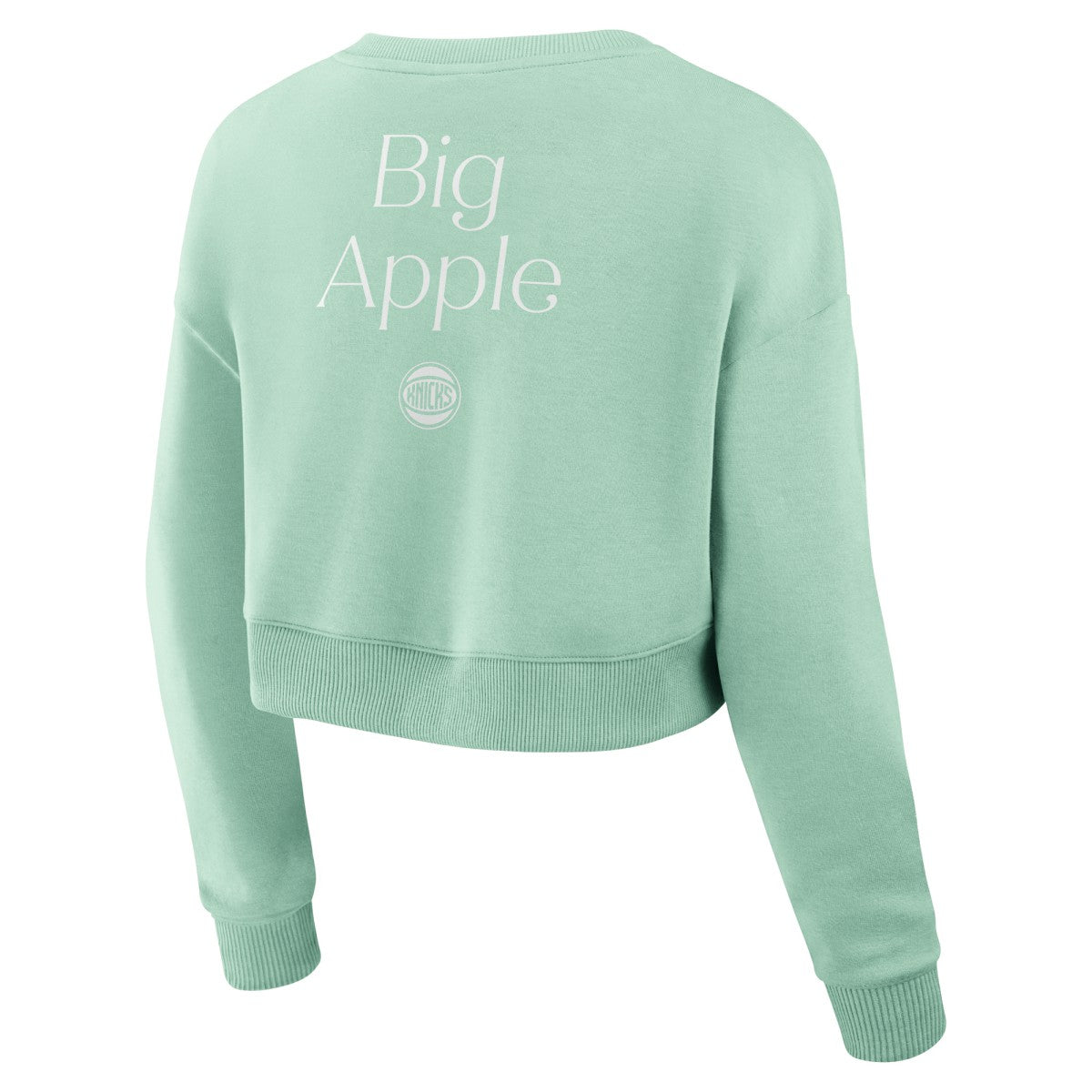 New York Knicks Women's Studio Tri-Blend Cropped Pullover Sweatshirt Mint