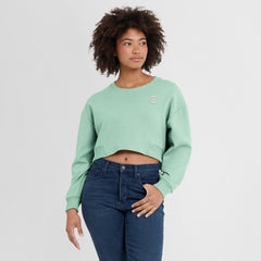 New York Knicks Women's Studio Tri-Blend Cropped Pullover Sweatshirt Mint